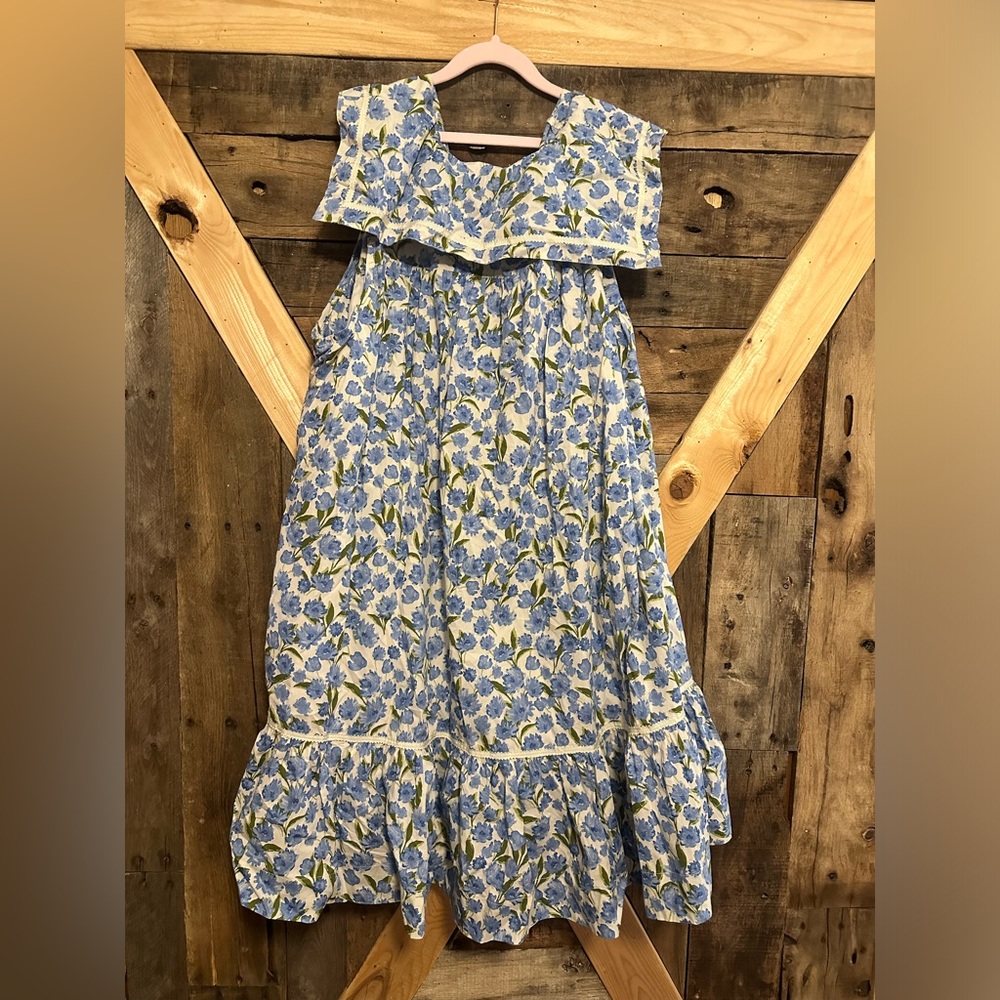 Anthropologie Blue and Green Floral Mini Dress - Picture 5 of 7